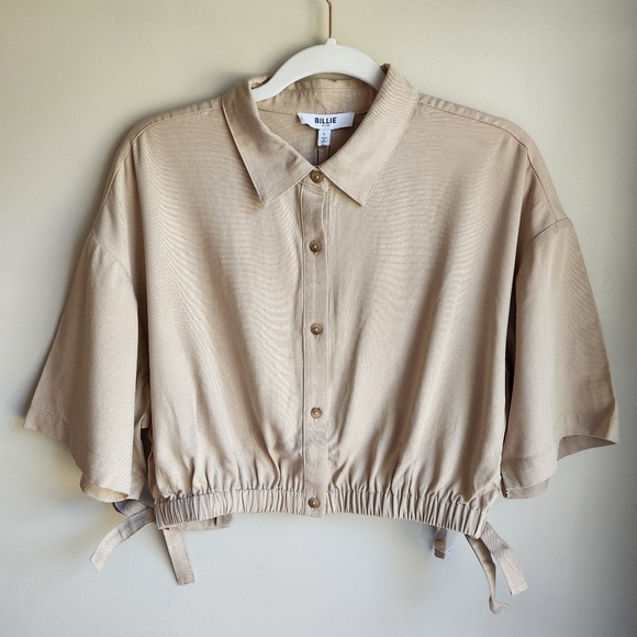 NWT Billie the Label Imogene Crop Top Linen Blend Size Large - Picture 2 of 9